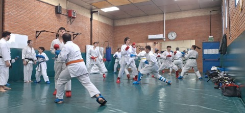 Imagen de un entrenamiento de karate en Colmenar Viejo